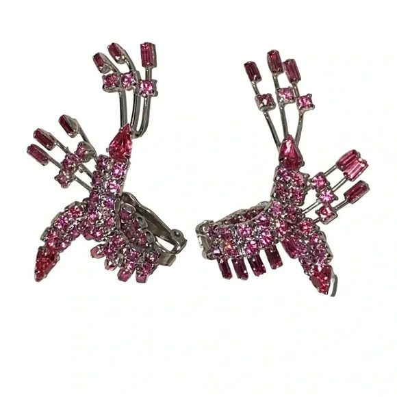 Vintage Barbie Pink Silver Tone Climber Silver Tone Clip On Earrings - Picture 1 of 9